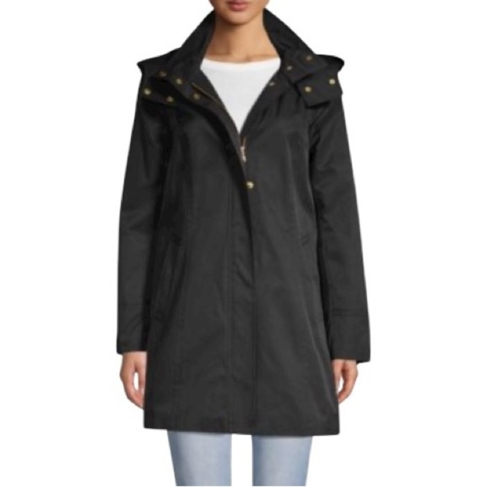 Cole Haan Women’s Cotton Blend Hooded Trench Coat.
